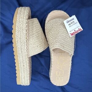 NET BEACH by Matisse Del Mar Women's 9 Tan Slide Sandals Braided Raffia